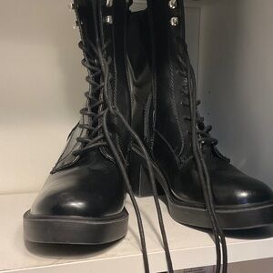 MIA Black Leather Combat Boots
